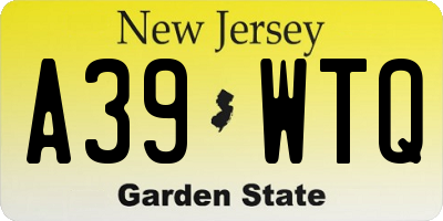 NJ license plate A39WTQ