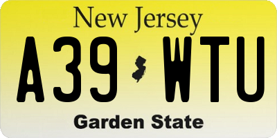 NJ license plate A39WTU