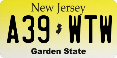 NJ license plate A39WTW