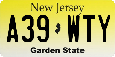 NJ license plate A39WTY