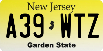 NJ license plate A39WTZ