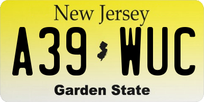 NJ license plate A39WUC