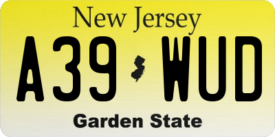 NJ license plate A39WUD