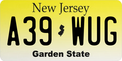 NJ license plate A39WUG