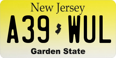 NJ license plate A39WUL