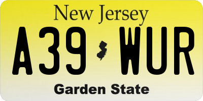 NJ license plate A39WUR