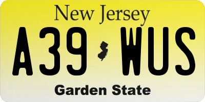 NJ license plate A39WUS