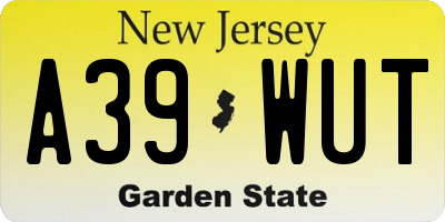 NJ license plate A39WUT