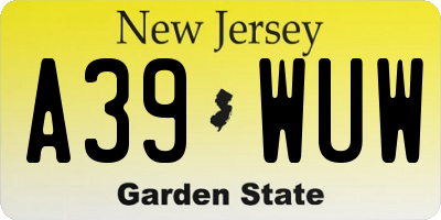 NJ license plate A39WUW
