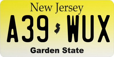 NJ license plate A39WUX