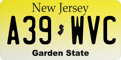 NJ license plate A39WVC