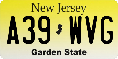 NJ license plate A39WVG
