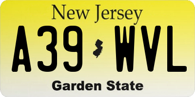 NJ license plate A39WVL