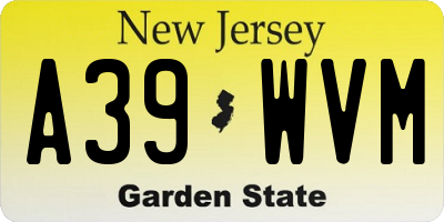 NJ license plate A39WVM