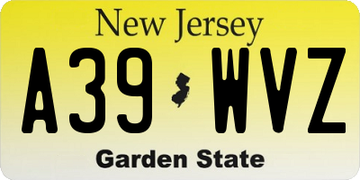 NJ license plate A39WVZ