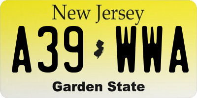 NJ license plate A39WWA