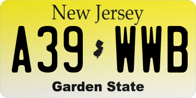 NJ license plate A39WWB