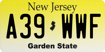 NJ license plate A39WWF