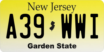 NJ license plate A39WWI