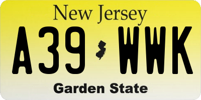 NJ license plate A39WWK