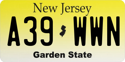 NJ license plate A39WWN