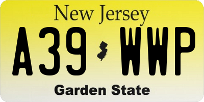 NJ license plate A39WWP