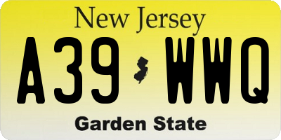 NJ license plate A39WWQ