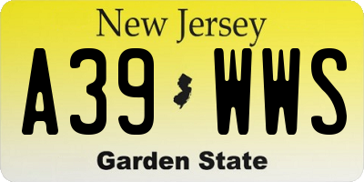 NJ license plate A39WWS