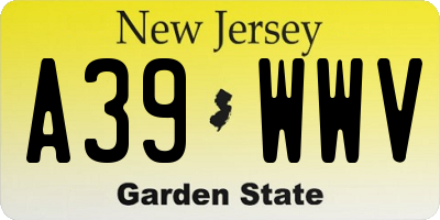 NJ license plate A39WWV
