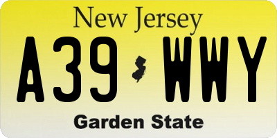 NJ license plate A39WWY