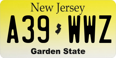 NJ license plate A39WWZ