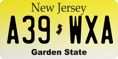 NJ license plate A39WXA