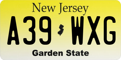 NJ license plate A39WXG