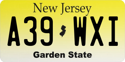 NJ license plate A39WXI