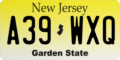 NJ license plate A39WXQ