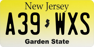 NJ license plate A39WXS