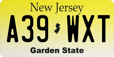 NJ license plate A39WXT