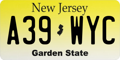 NJ license plate A39WYC