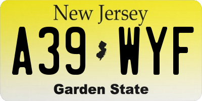 NJ license plate A39WYF