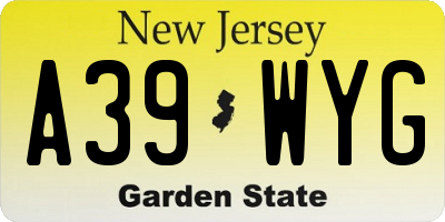 NJ license plate A39WYG