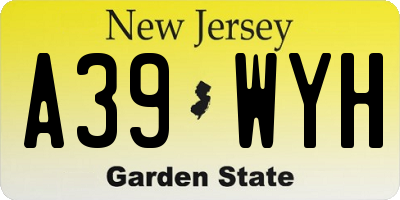 NJ license plate A39WYH