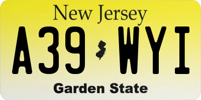 NJ license plate A39WYI