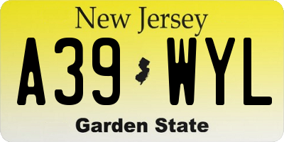NJ license plate A39WYL