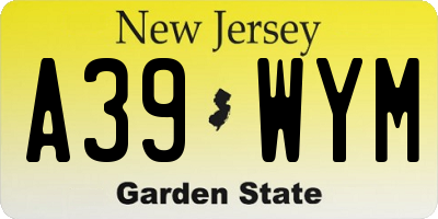 NJ license plate A39WYM