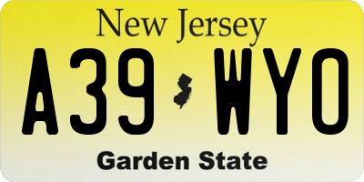 NJ license plate A39WYO