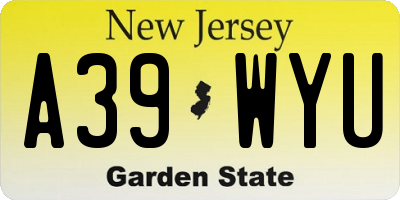 NJ license plate A39WYU