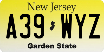 NJ license plate A39WYZ
