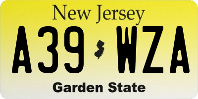 NJ license plate A39WZA