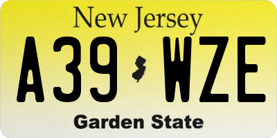 NJ license plate A39WZE