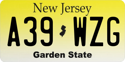 NJ license plate A39WZG